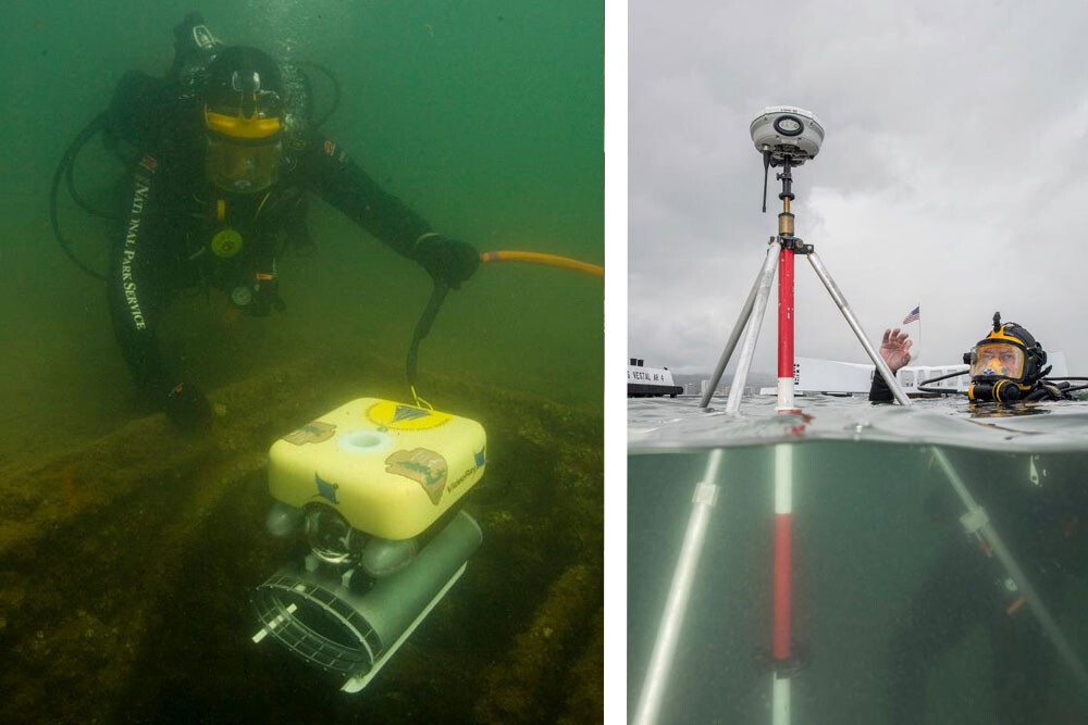 Divers from the National Park Service are using remote-operated vehicles to explore the interior of the USS Arizona. Don Johnson hopes new data obtained by the interior searches can be used to further define the effects of corrosion on the sunken battleship.