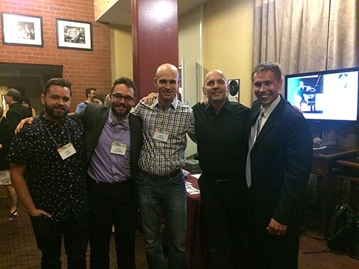 Paul Barnes (second from right) with composers (left to right) Lucas Floyd, Jonah Gallagher, Zack Stanton and Jason Bahr last Fall in Los Angeles.