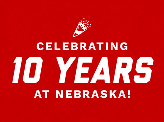 Graphic that says "Celebrating 10 years at Nebraska!"