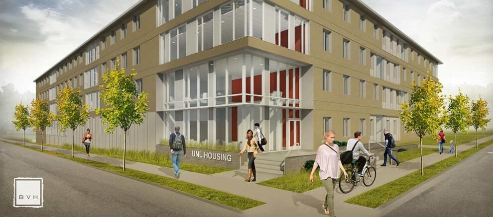 Architectural concept drawing of the new East Campus residence hall, which will open for the fall 2017 semester.