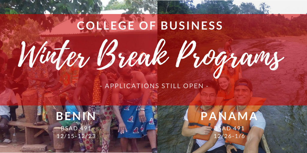 Global Immersion - Winter Break Abroad Programs The winter break abroad programs to Panama and to Benin are still accepting applications via MyWorld through Saturday, September 15. These programs are a great opportunity for you to earn business credit whi