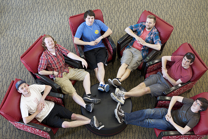 The Johnny Carson School of Theatre and Film had six finalists this year for the Academy of Television Arts and Sciences Foundation internships including (left to right) Dylan Adams, Nathan Hansen, Connor Huggett, Derek Davidson, Ethan Seagren and Drake T