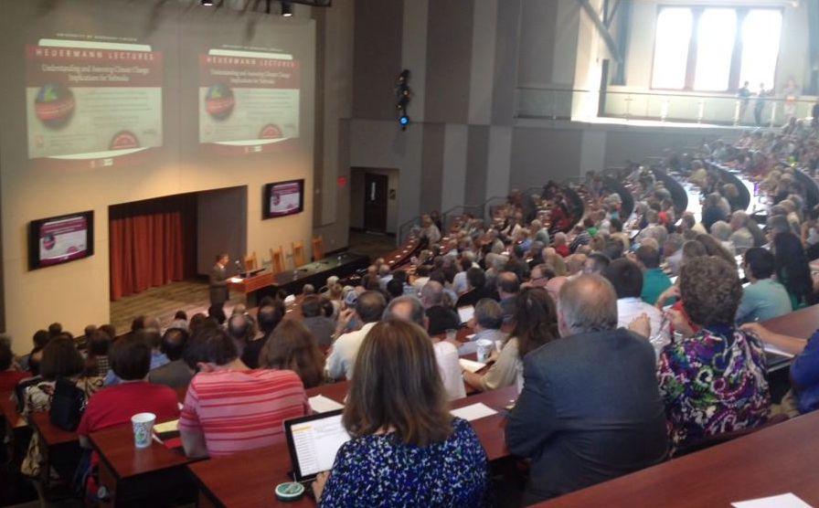 Several hundred people attended the Sept. 25 Heuermann Lecture on climate change at Nebraska Innovatio Campus