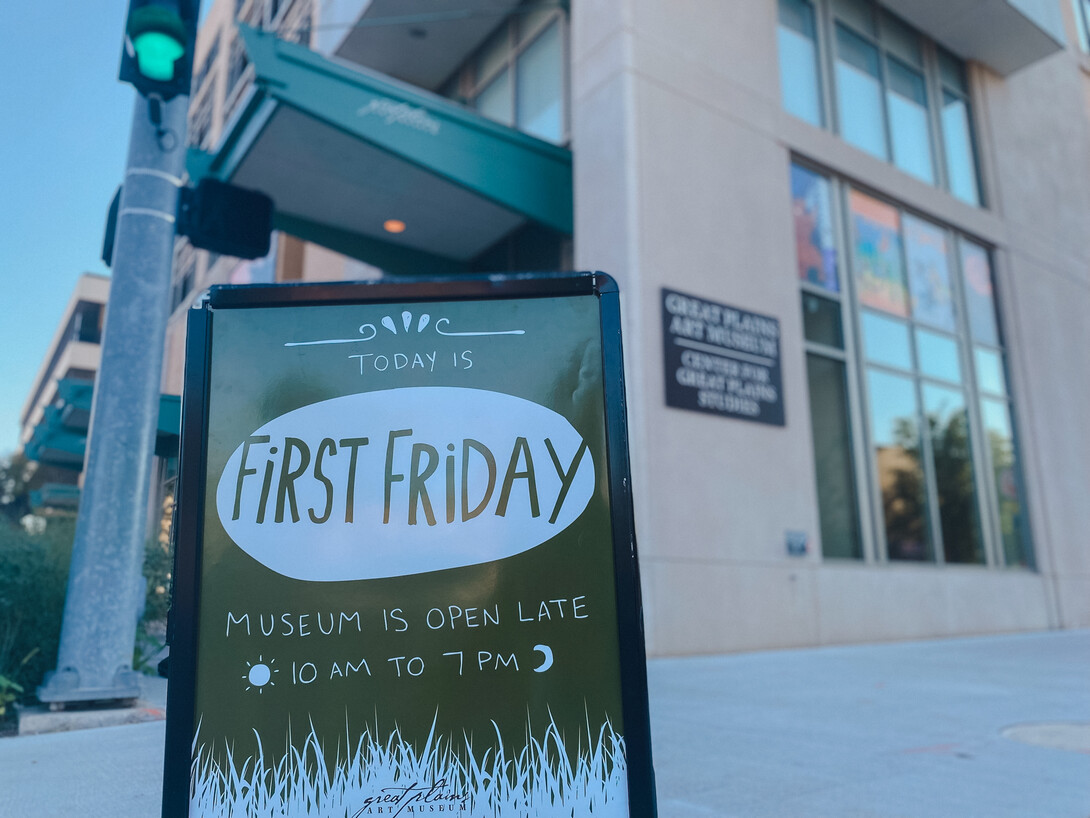 first friday sign at the great plains art museum