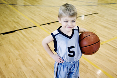 An eager athlete is ready to better his basketball skills