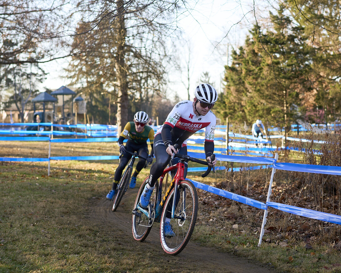 Dillon McNeill competes in a cycling race.