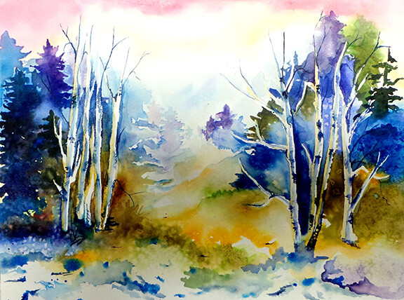 Cameron Scheele, Norris High School, Untitled, watercolor, 2014.