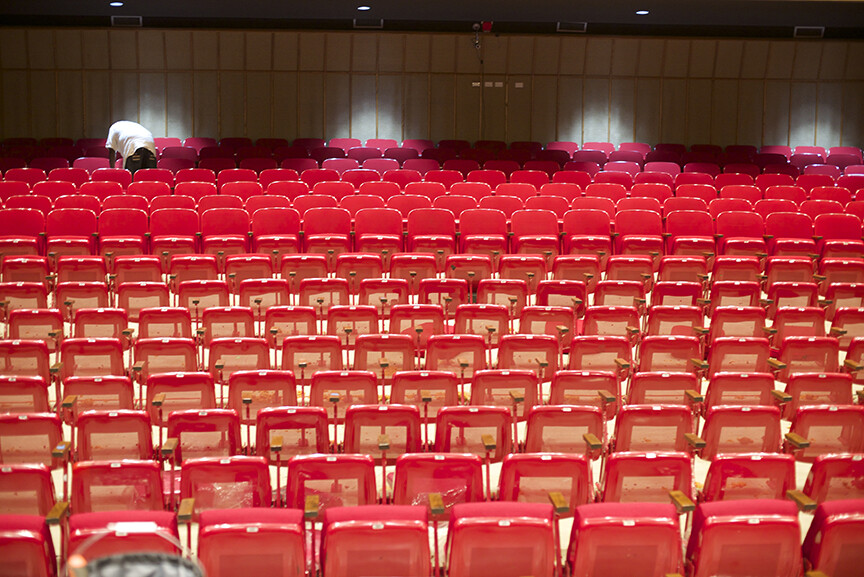 The seats in Kimball Recital Hall have been reupholstered and repaired this summer. Photo by Michael Reinmiller.