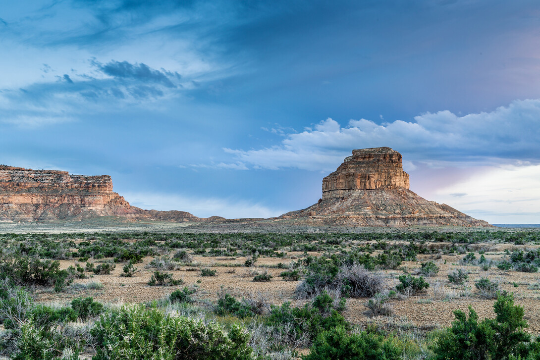 Fajada Butte stands in Chaco Culture National Historical Park.