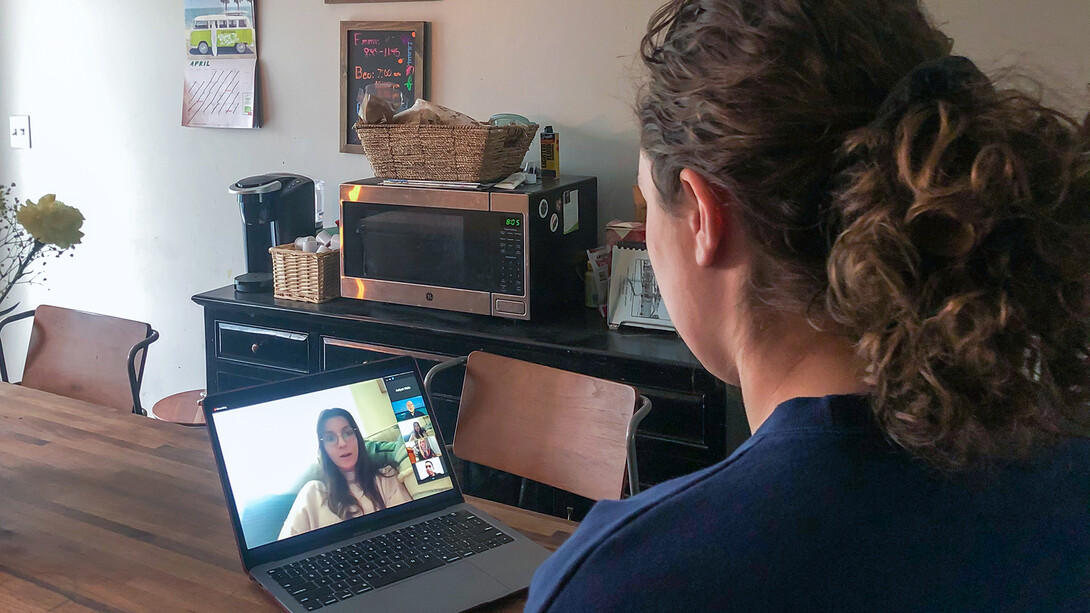 Nebraska student Aaliyah Wells-Samci joins the weekly Zoom call with her Omani peers for Gary Kebbel’s “Global News in the Age of Social Media” virtual exchange course.