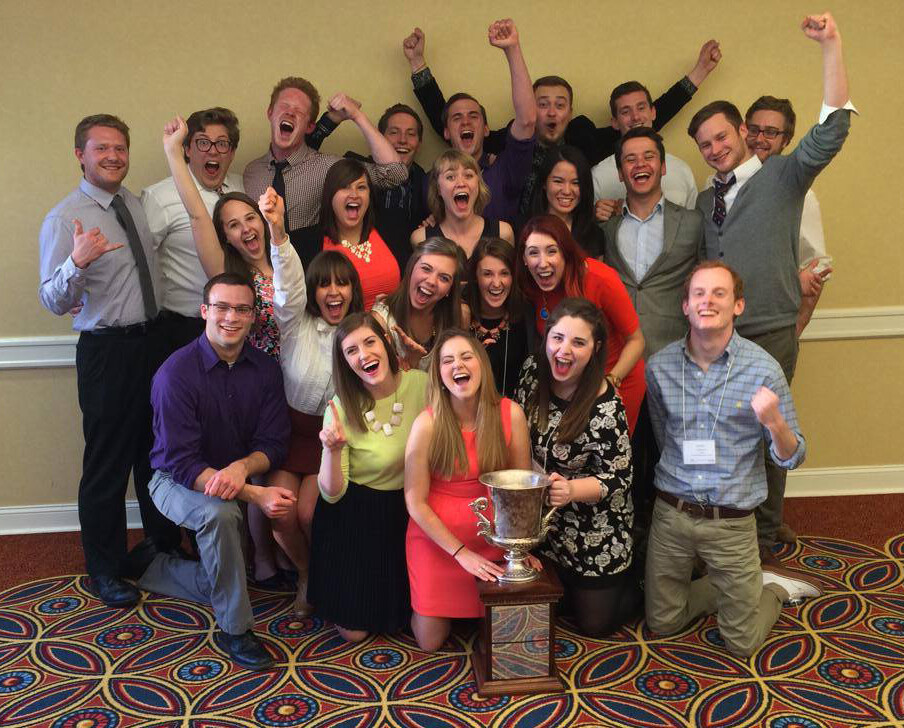 UNL's National Student Advertising Competition team celebrates after winning the district competition on April 25. The team will compete in the national event on May 29.